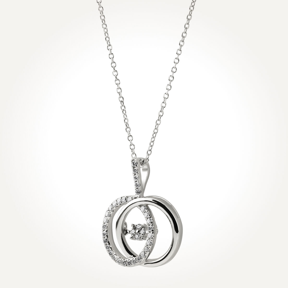14KT White Gold Double Circle Necklace