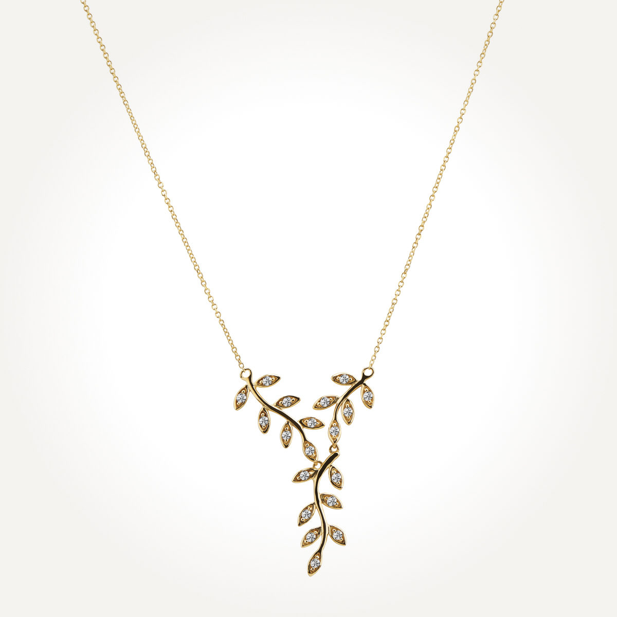 14KT Yellow Gold Olive Branch Pendant 0.28 CT. T.W.