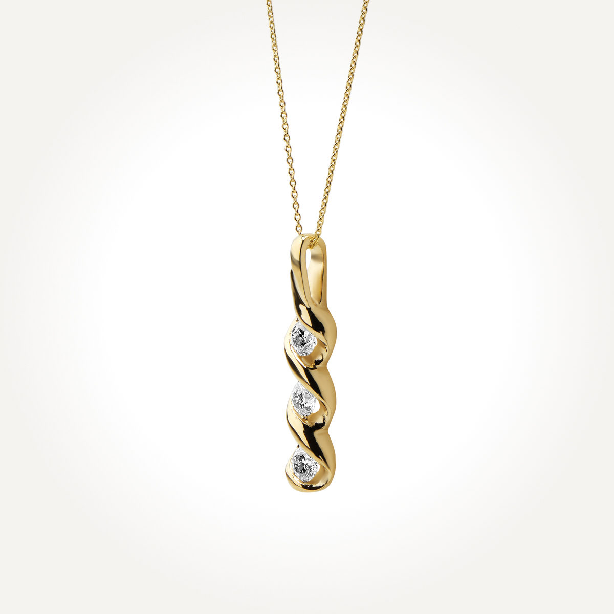 14KT Yellow Gold Three Stone Necklace
