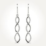 14KT White Gold Triple Twist Drop Earrings 0.16 CT. T.W.