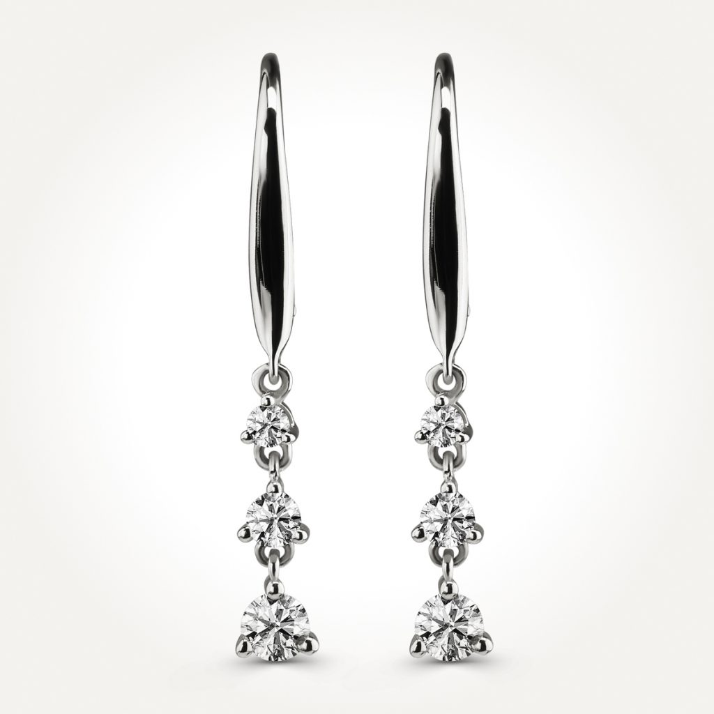14KT White Gold Three Stone Earrings 0.35 CT. T.W.