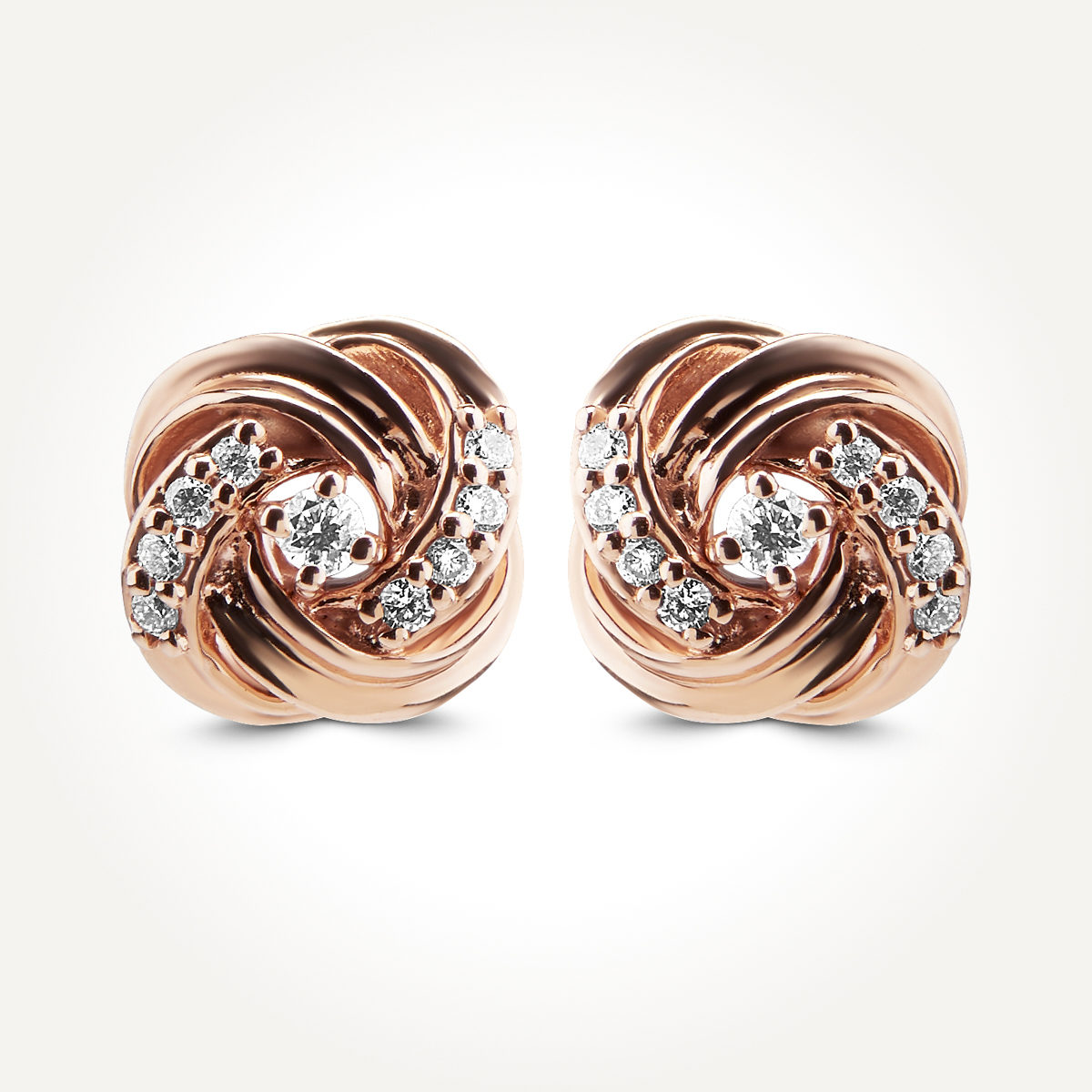 14KT Rose Gold Swirl Earrings 0.12 CT. T.W.