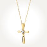 14KT Yellow Gold Solitaire Cross Necklace