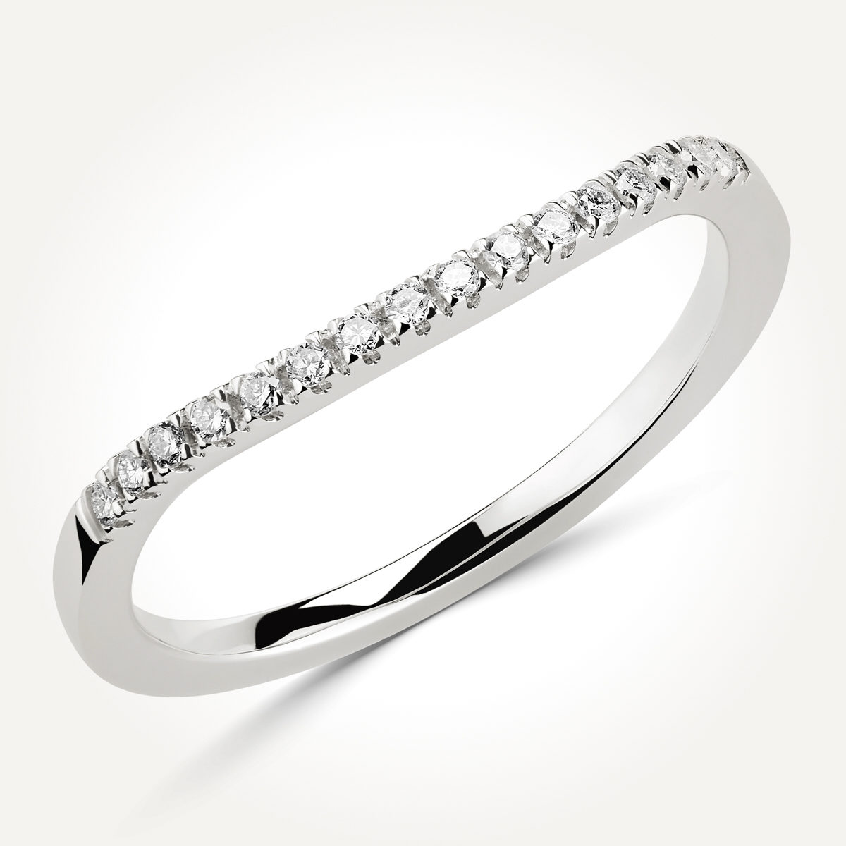 14KT White Gold Curved Band
