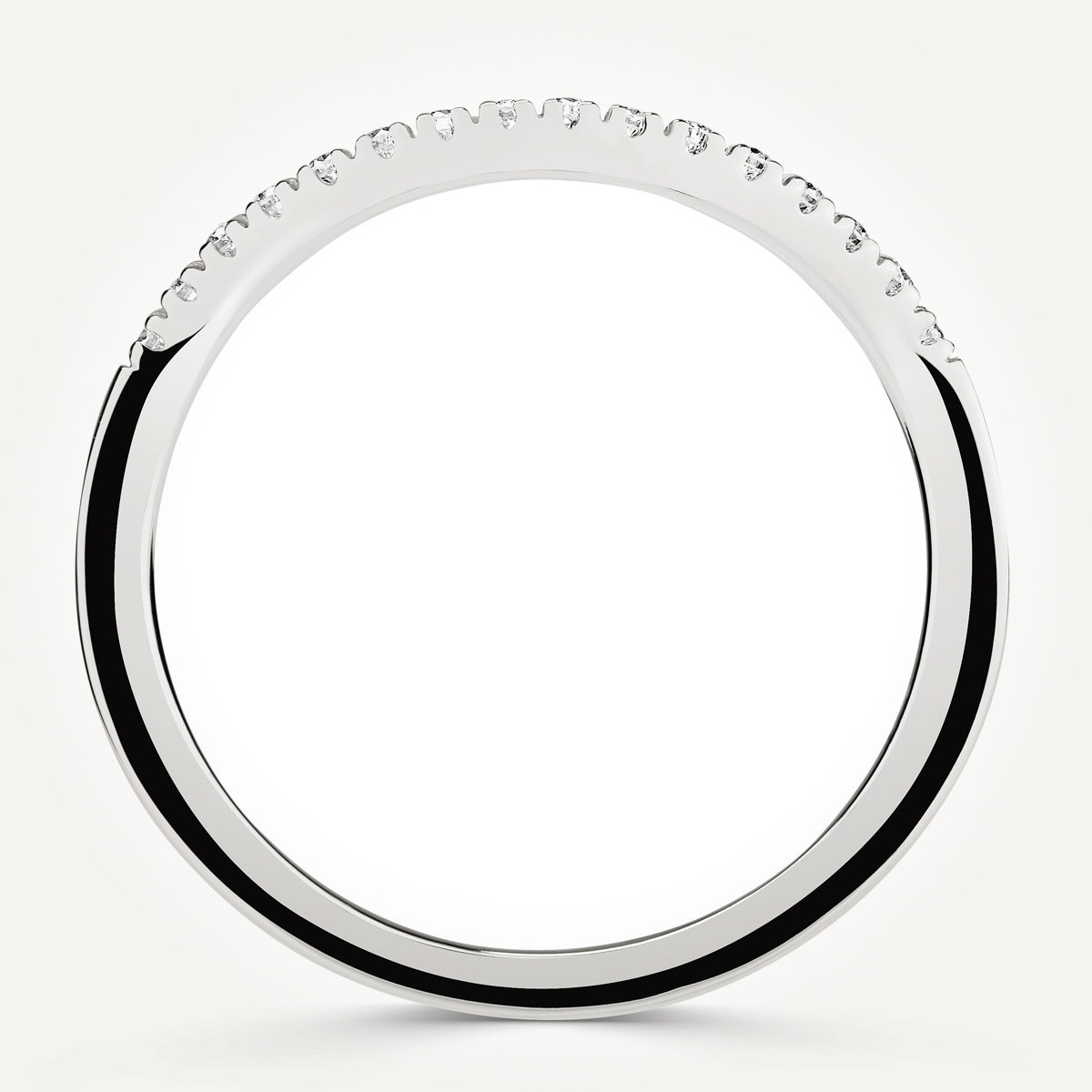 14KT White Gold Curved Band