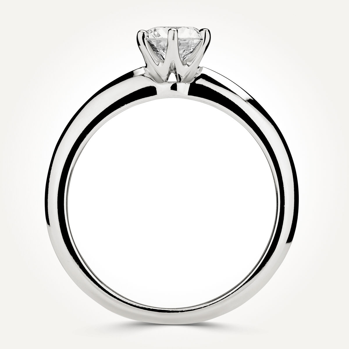 14KT White Gold Round Solitaire Ring