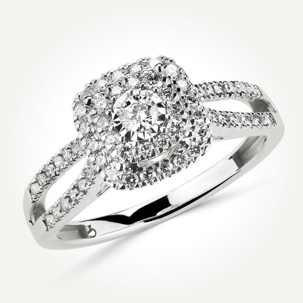 14KT White Gold Round Double Halo Ring
