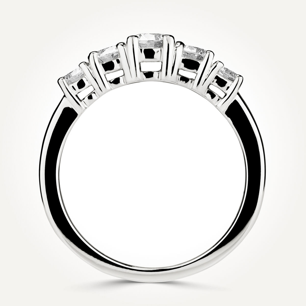 14KT White Gold Five Stone Ring