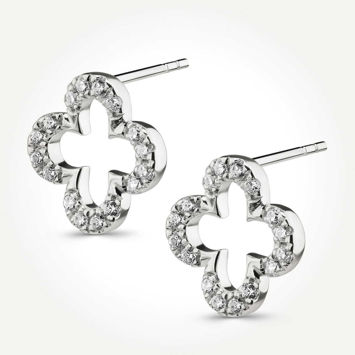 14kt White Gold Clover Stud Earrings 0.52 CT. T.W. - Spence Diamonds