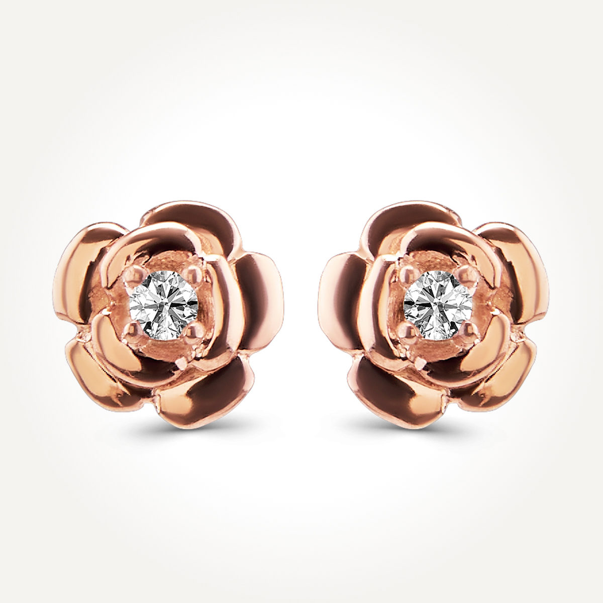 14KT Rose Gold Stud Earrings 0.02 CT. T.W.
