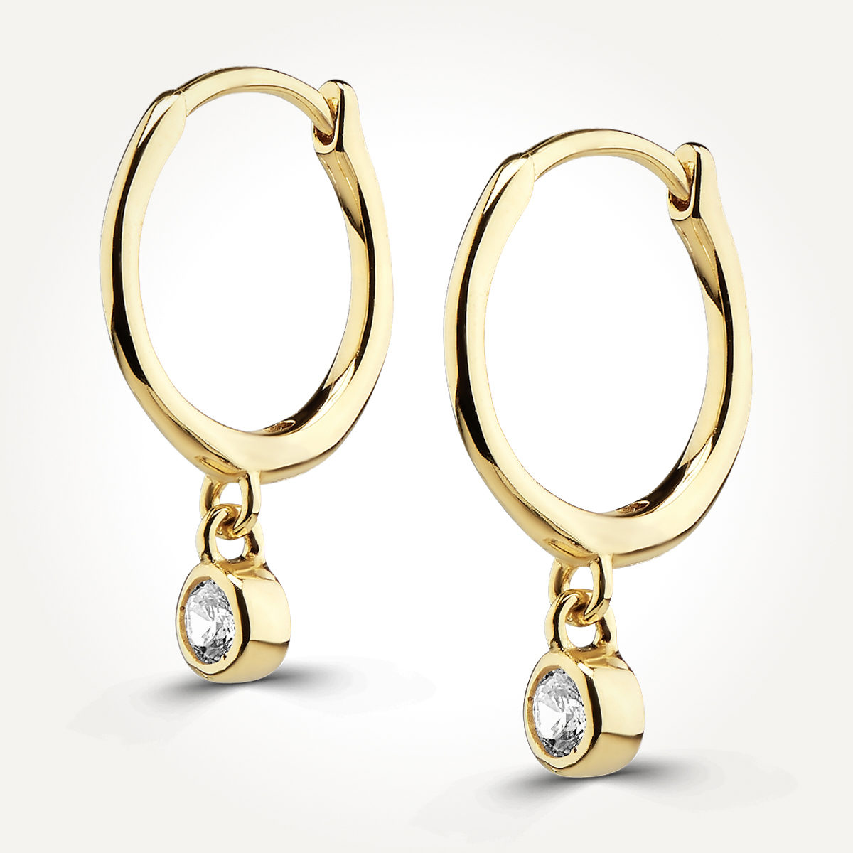 14KT Yellow Gold Solitaire Drop Earrings 0.08 CT. T.W.