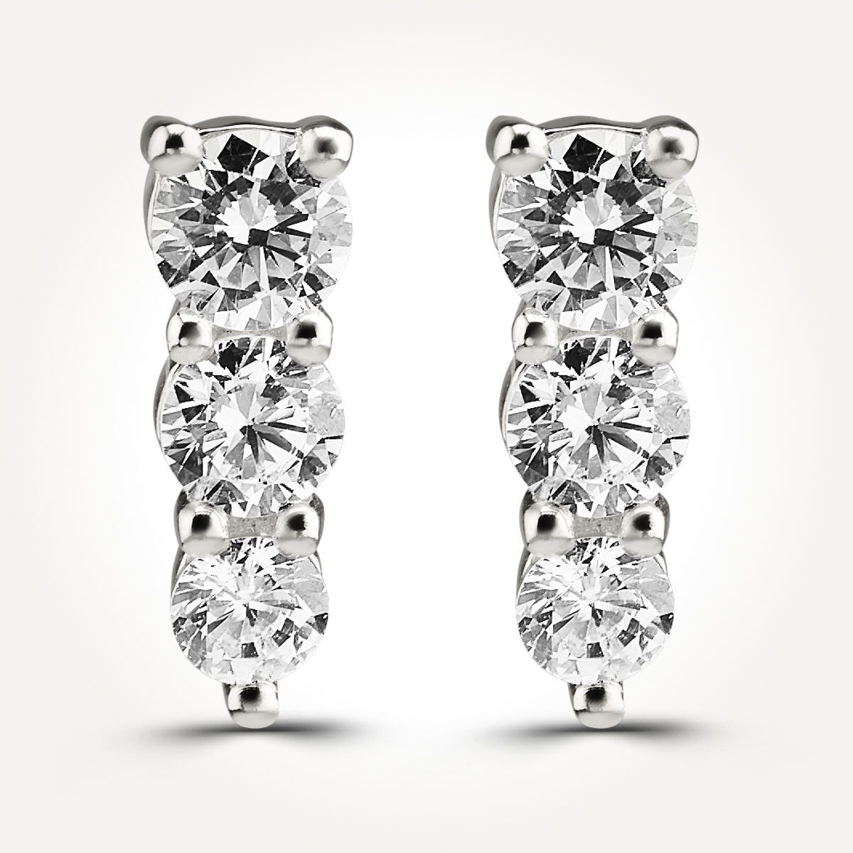 14KT White Gold Three Stone Earrings 0.72 CT. T.W.