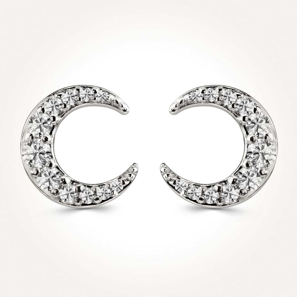 14KT White Gold Crescent Moon Earrings 0.35 CT. T.W.