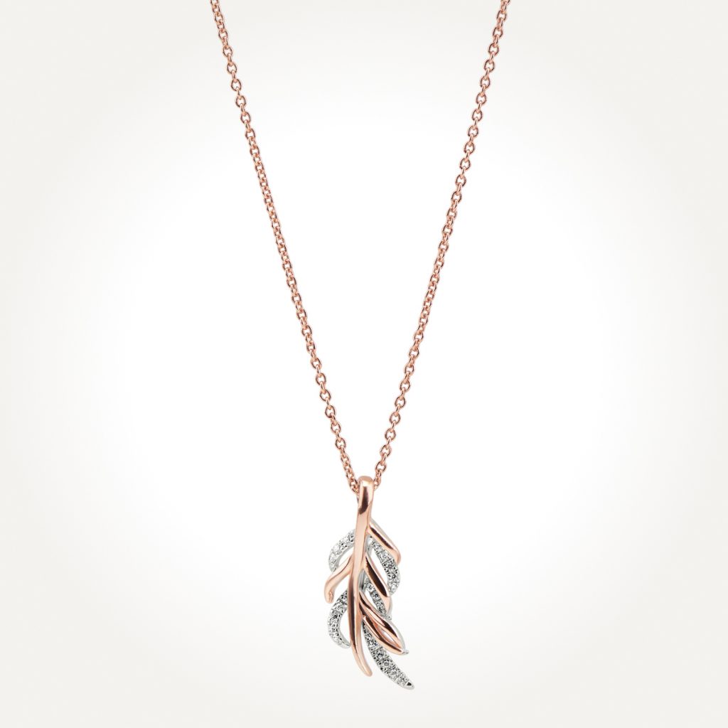 14kt Two Toned Feather Pendant