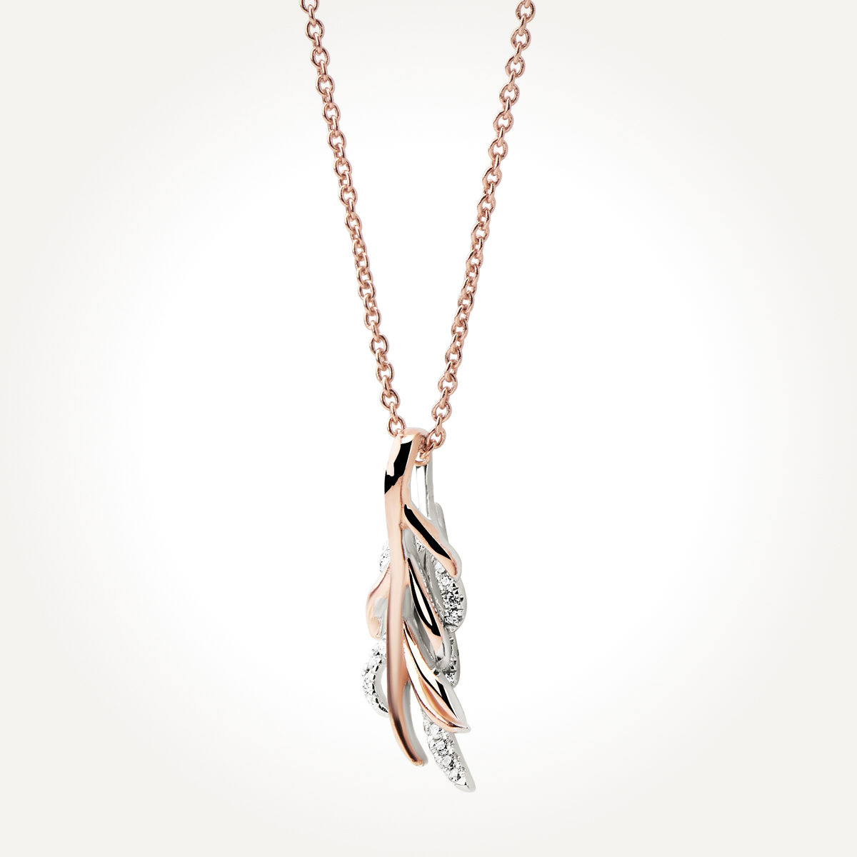 14KT Two Toned Feather Necklace