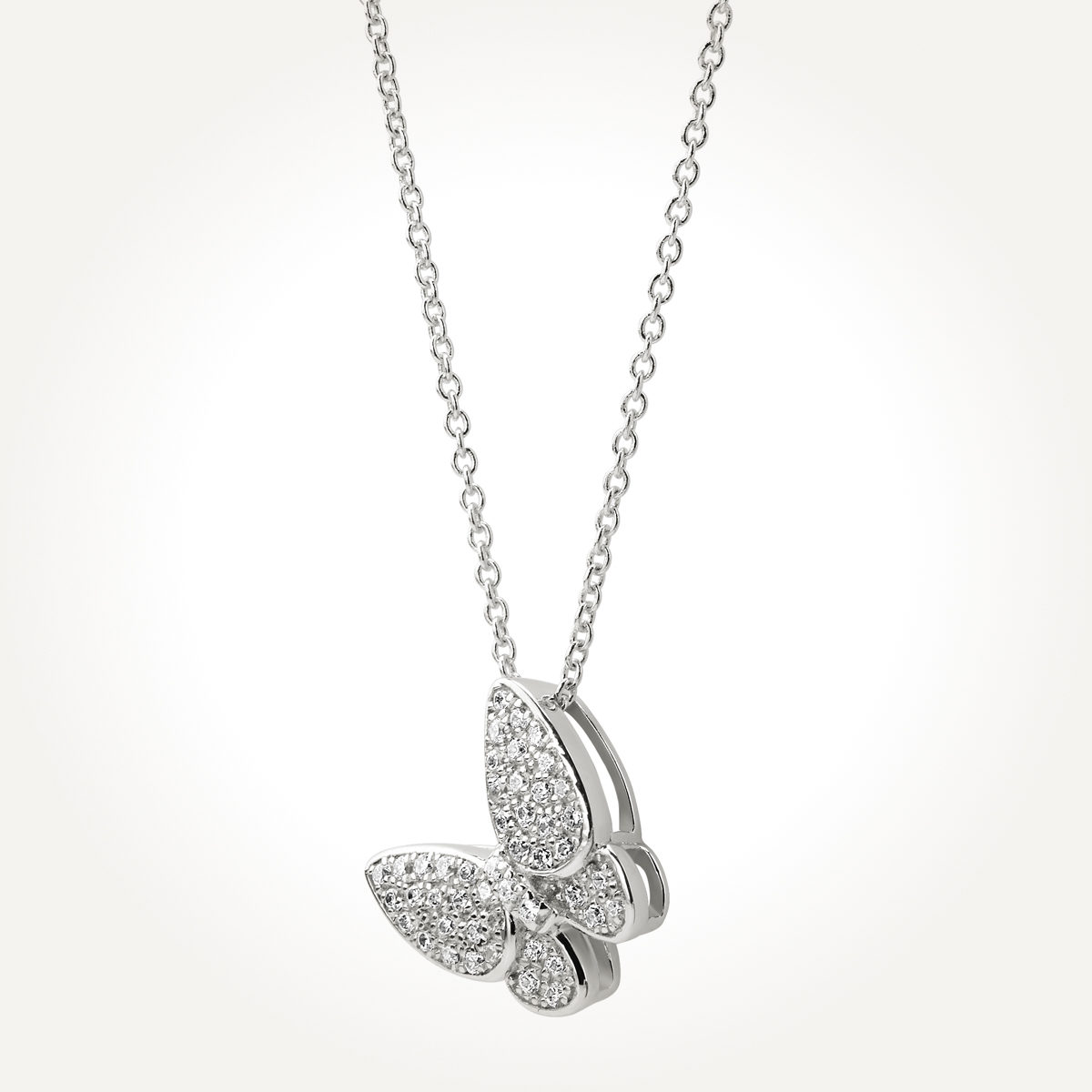 14KT White Gold Butterfly Necklace