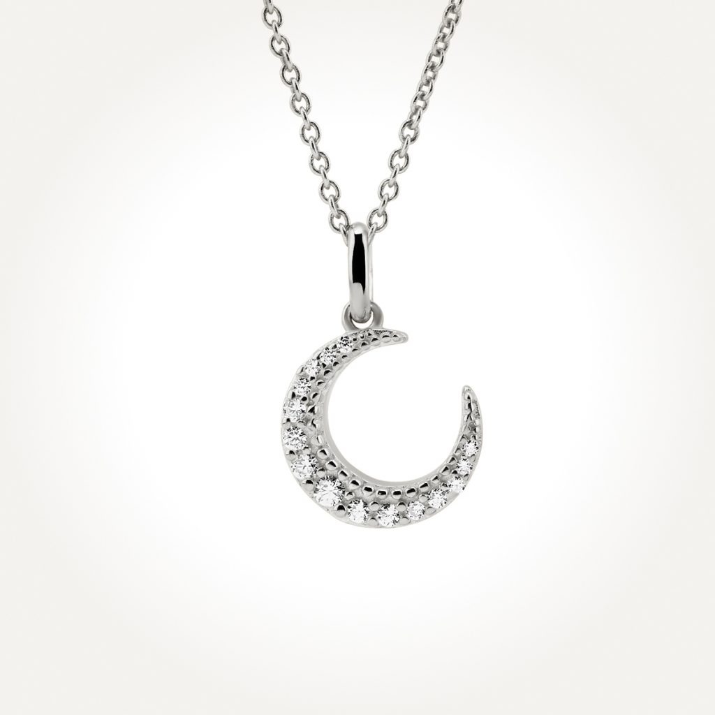 14KT White Gold Moon Necklace