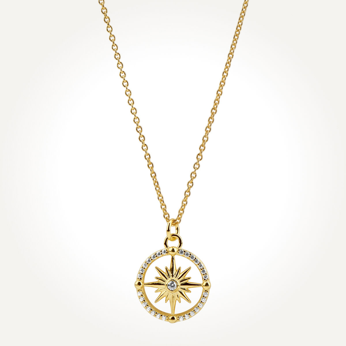 14KT Yellow Gold Compass Necklace