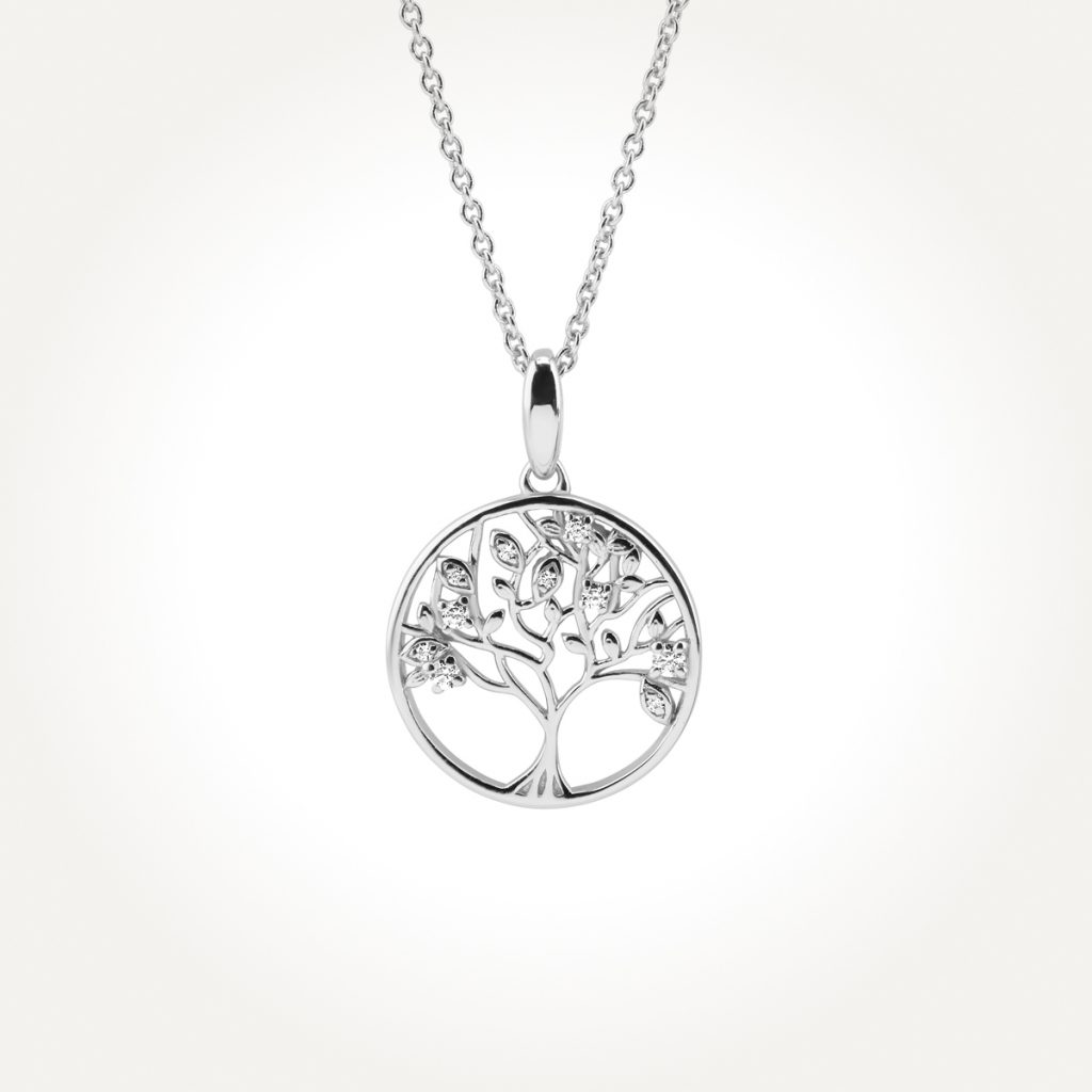 14KT White Gold Tree of Life Necklace