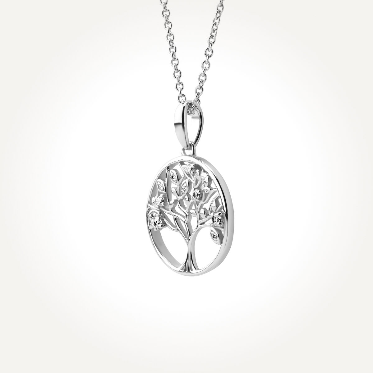 14KT White Gold Tree of Life Necklace