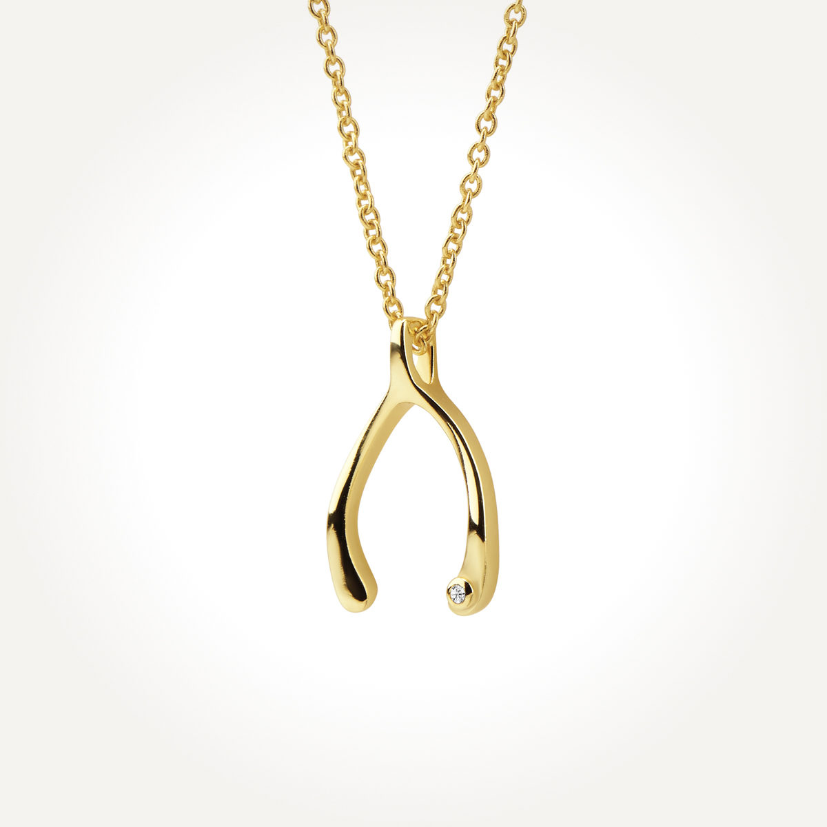 14KT Yellow Gold Wishbone Necklace
