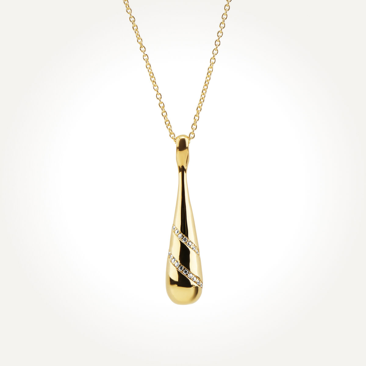 14KT Yellow Gold Tear Drop Necklace 0.08 CT. T.W.