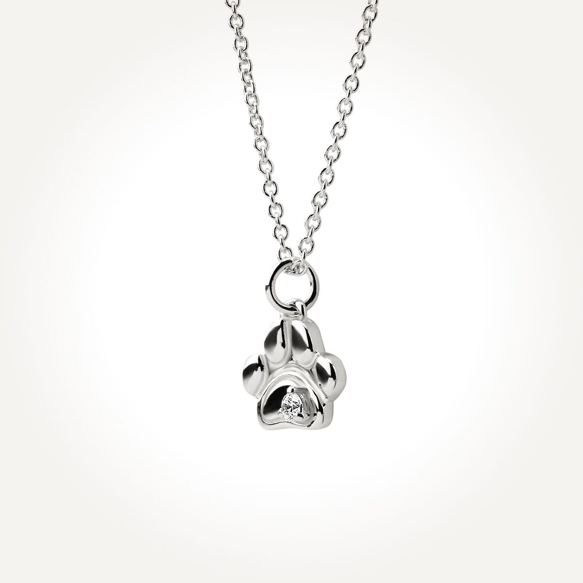 14KT White Gold Pet Paw Necklace