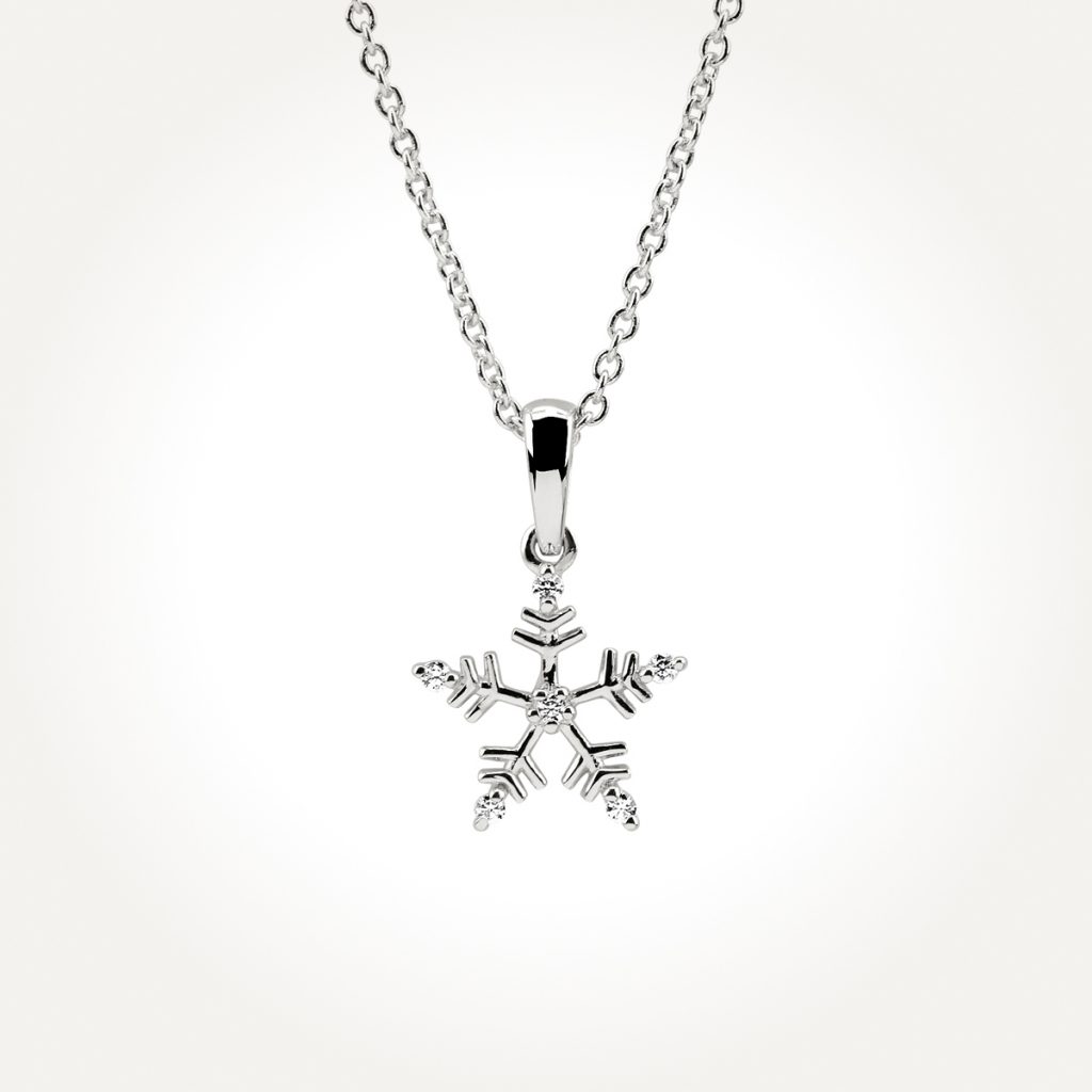 14KT White Gold Snowflake Necklace