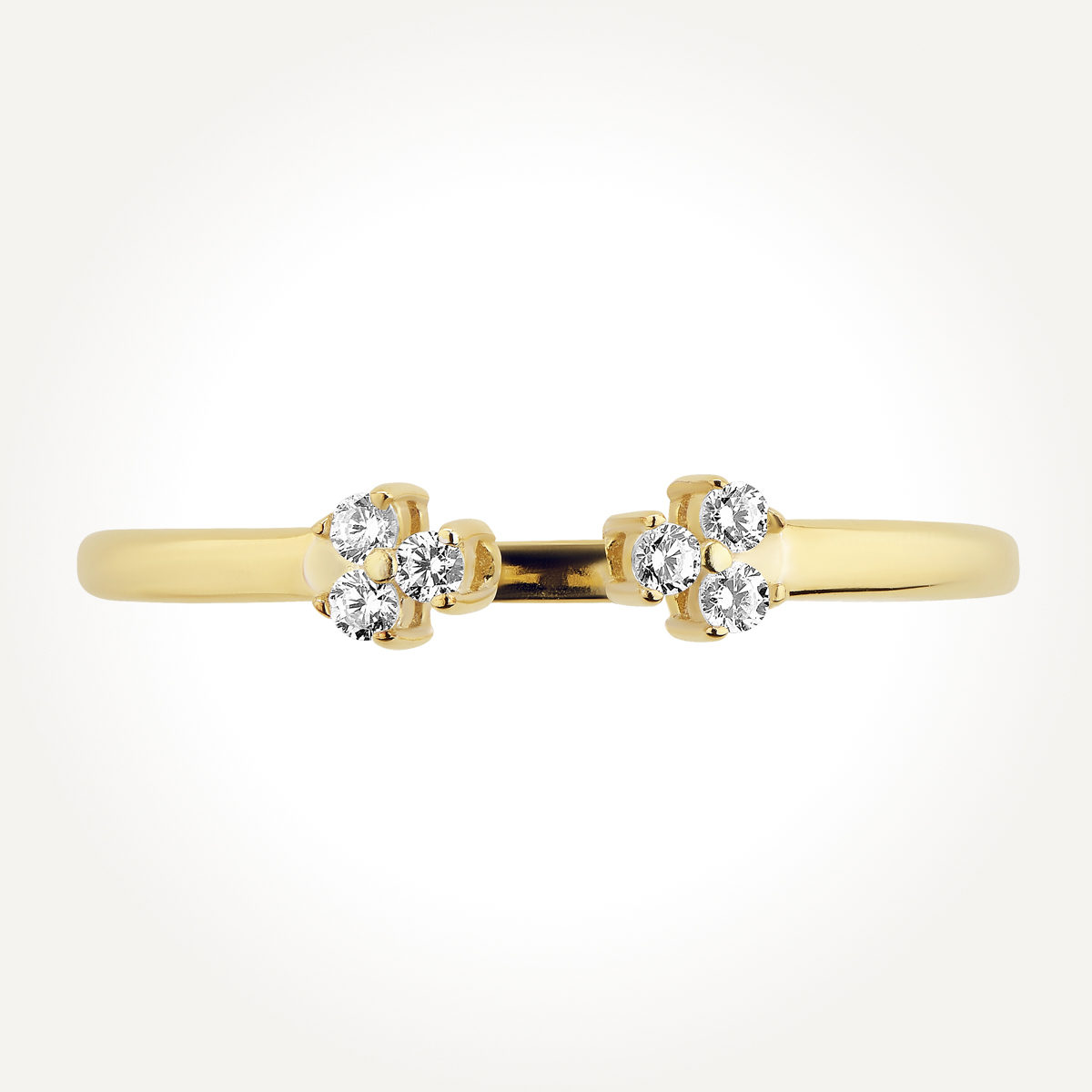 14KT Yellow Gold Cluster Cuff Ring