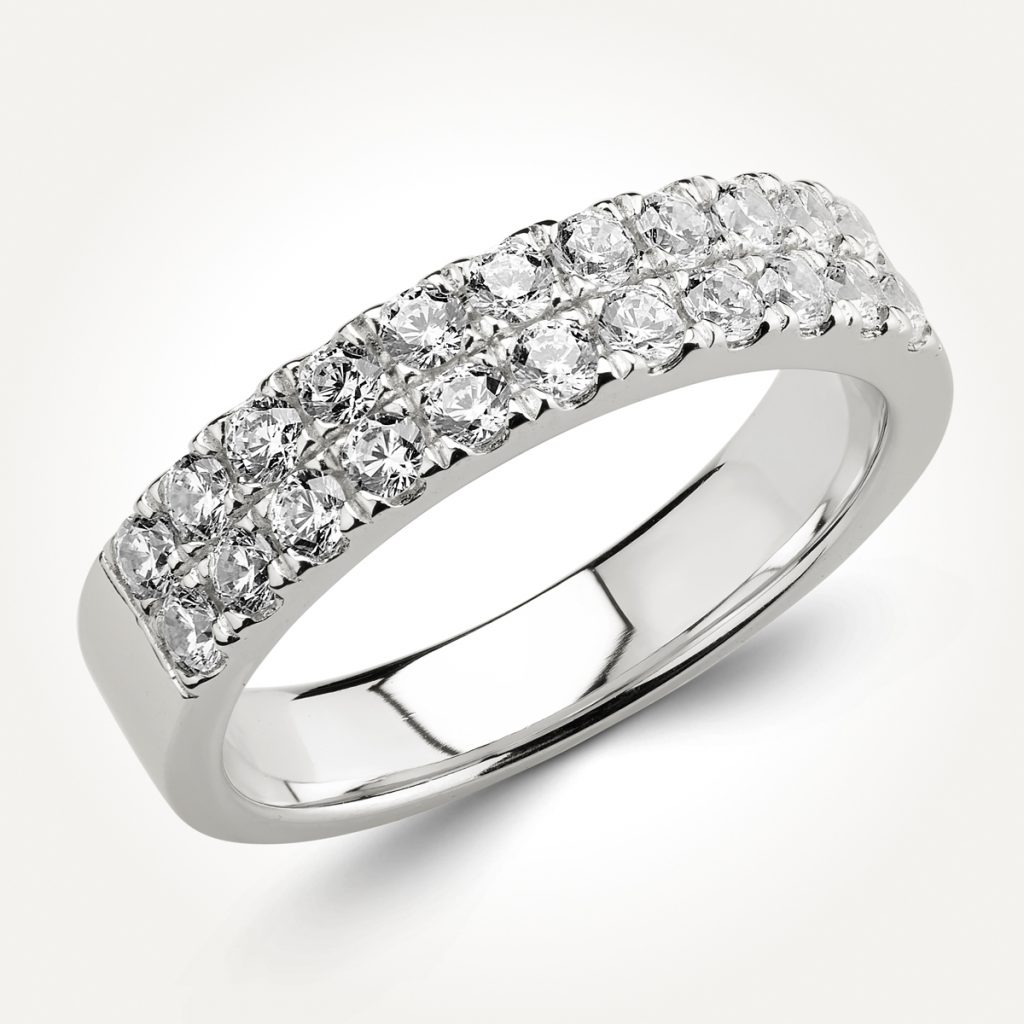 14KT White Gold Double Row Ring
