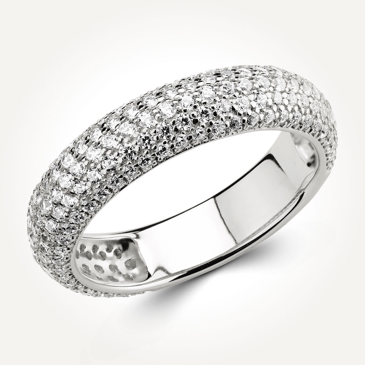 14KT White Gold Multi Stone Pave Ring