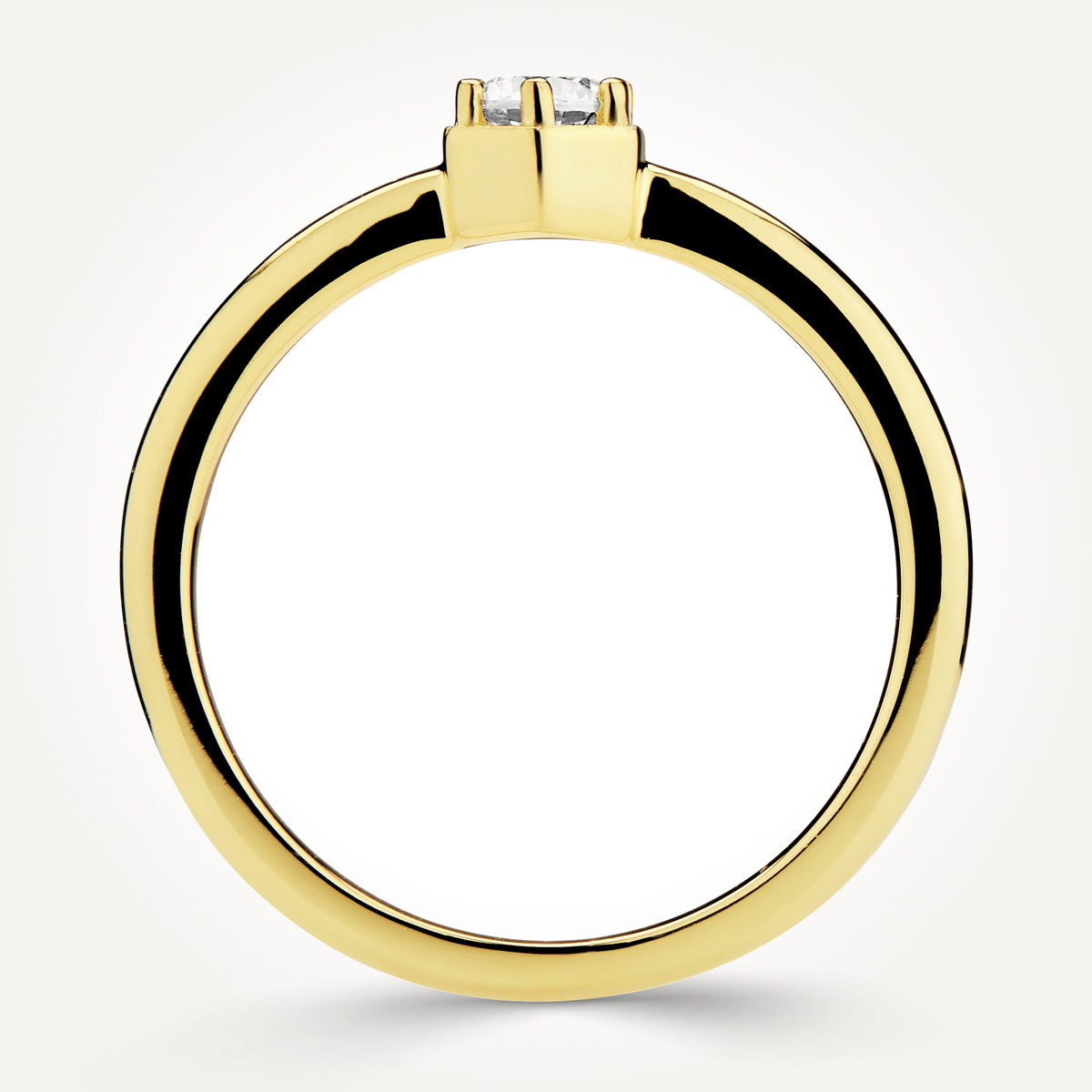 14KT Yellow Gold Hexagon Solitaire Ring