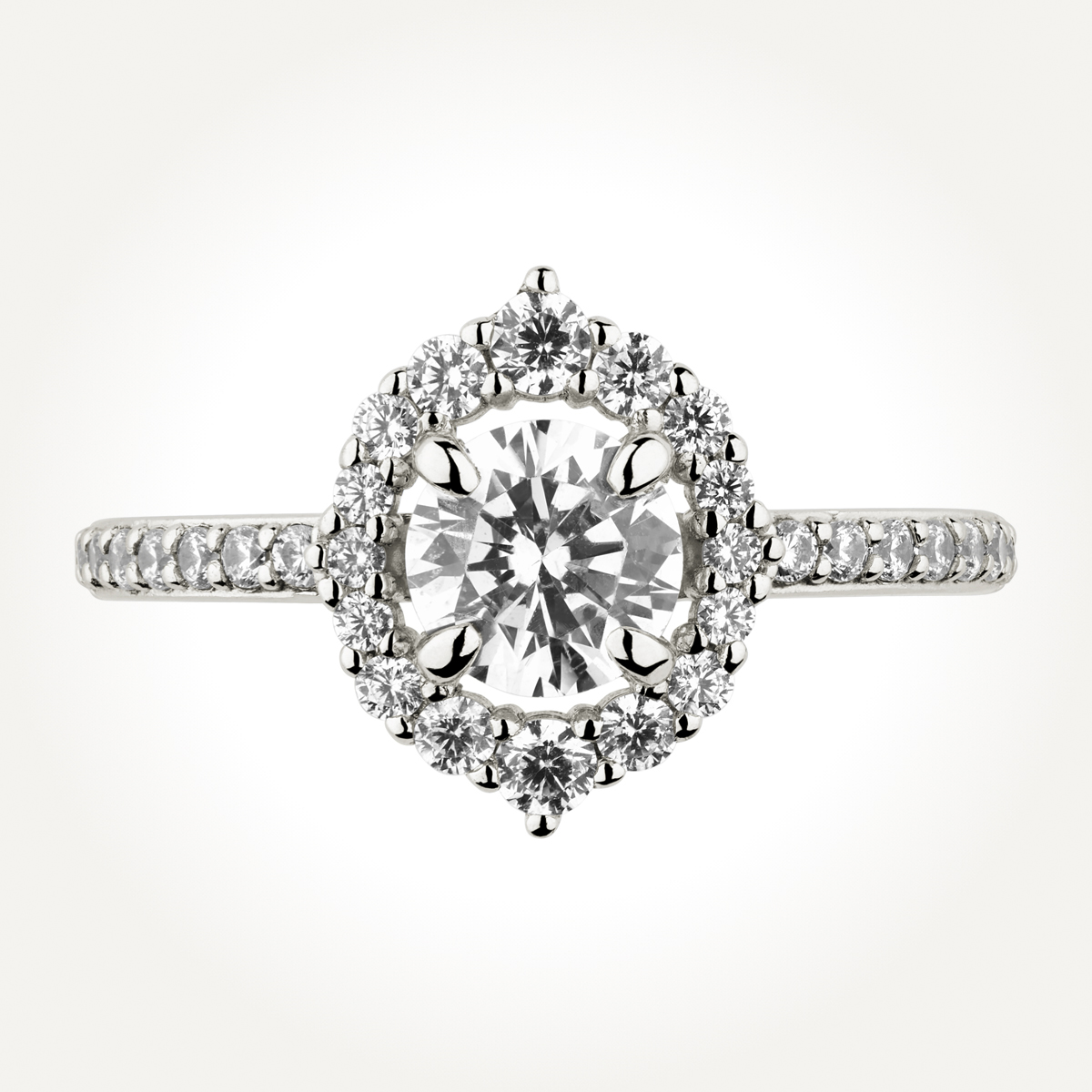 Pave Halo Engagement Ring with Open Bridge Design – bbr496-1
