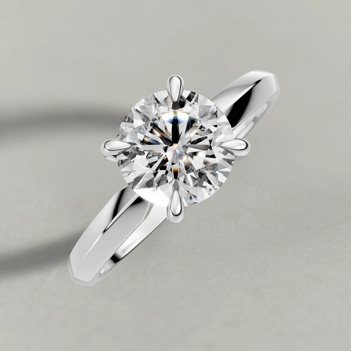 Knife-Edge Solitaire Engagement Ring (1113) in Platinum from top 3/4 angle