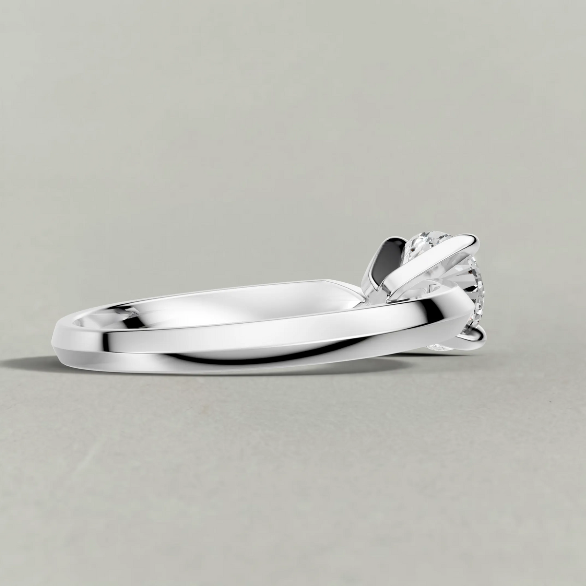 Knife-Edge Solitaire Engagement Ring (1113) in Platinum from back angle