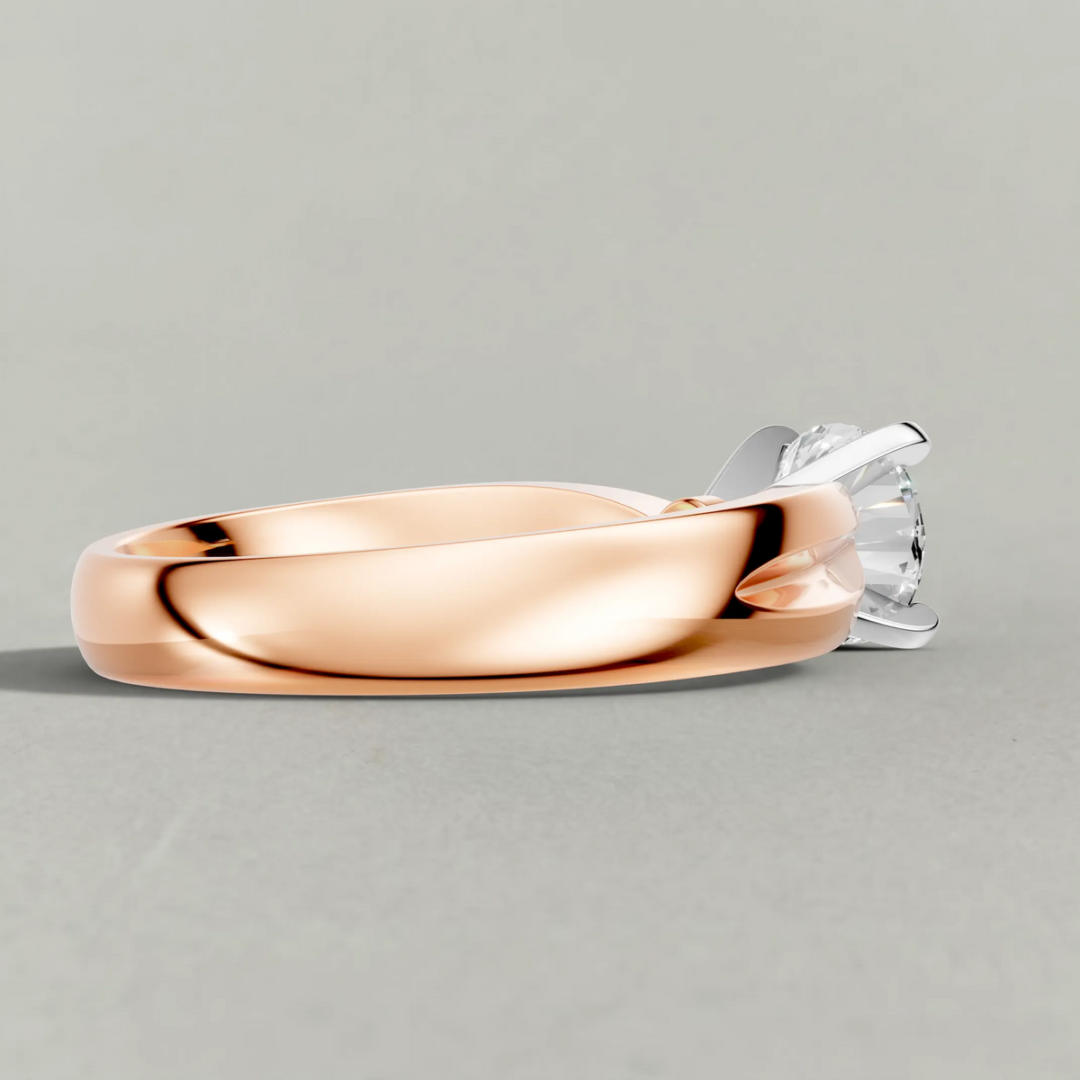 Sculpted Split-Shank Solitaire Engagement Ring (1596) in Rose Gold from back angle