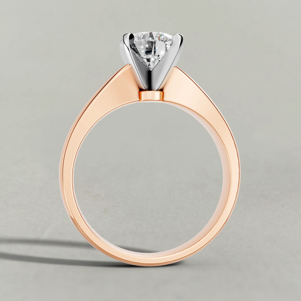Sculpted Split-Shank Solitaire Engagement Ring (1596) in Rose Gold from front angle