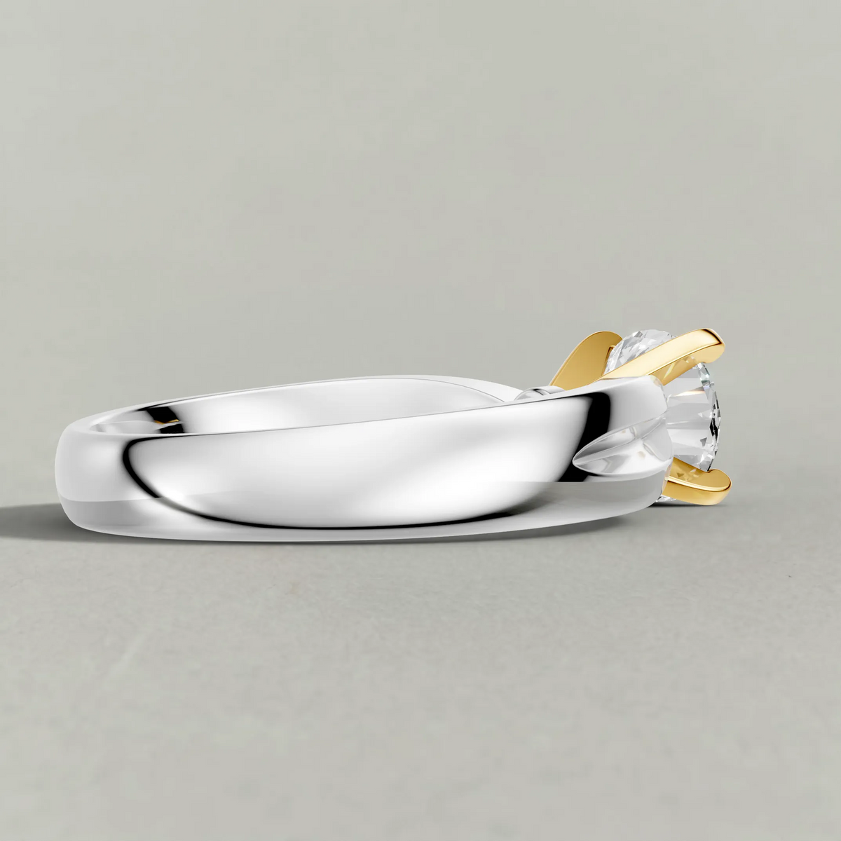 Sculpted Split-Shank Solitaire Engagement Ring (1596) in White Gold from back angle