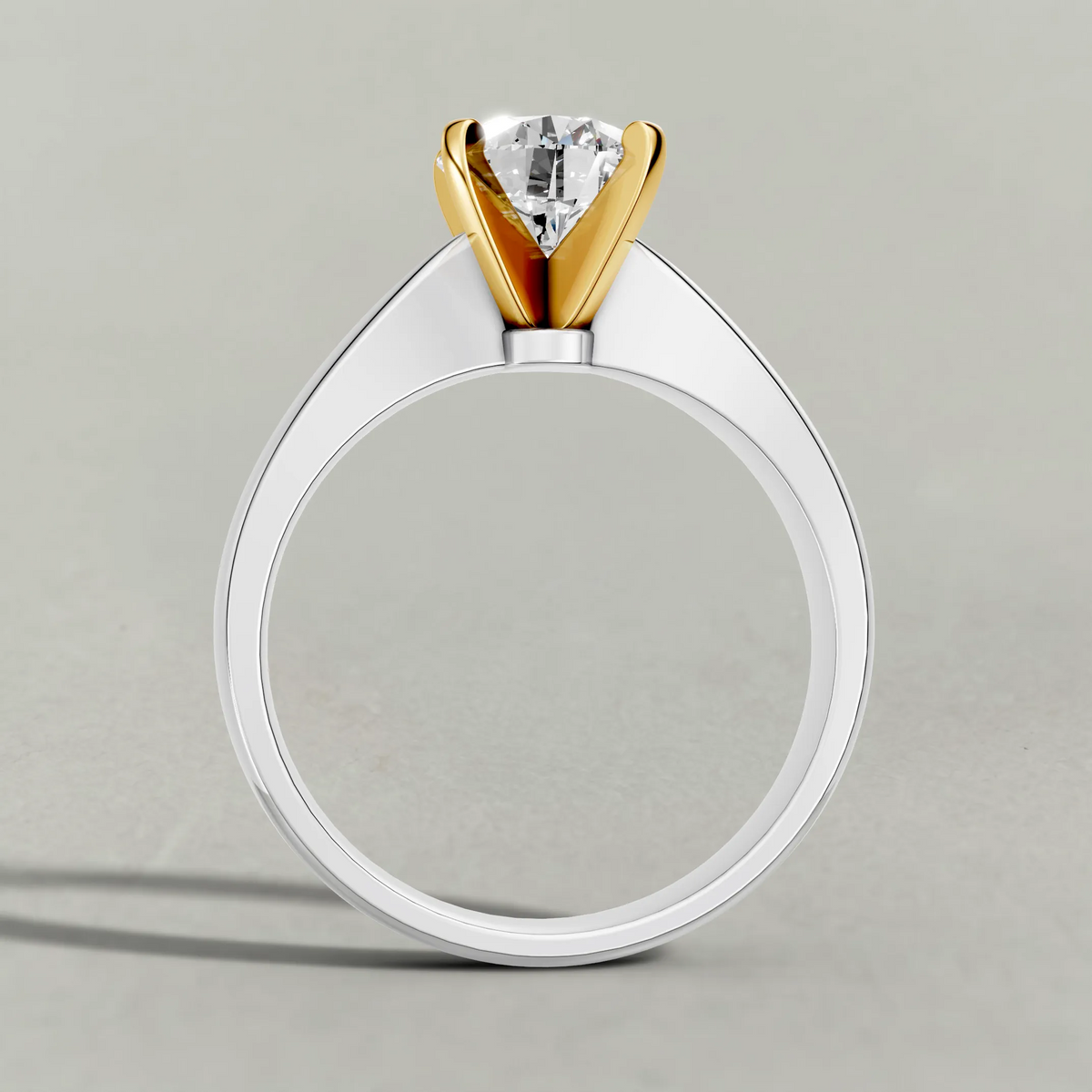 Sculpted Split-Shank Solitaire Engagement Ring (1596) in White Gold from front angle