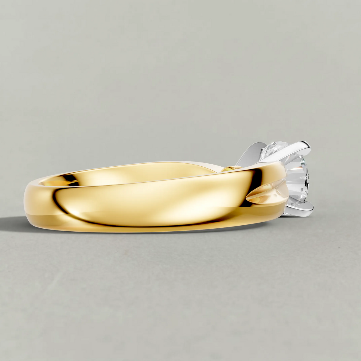 Sculpted Split-Shank Solitaire Engagement Ring (1596) in Yellow Gold from back angle