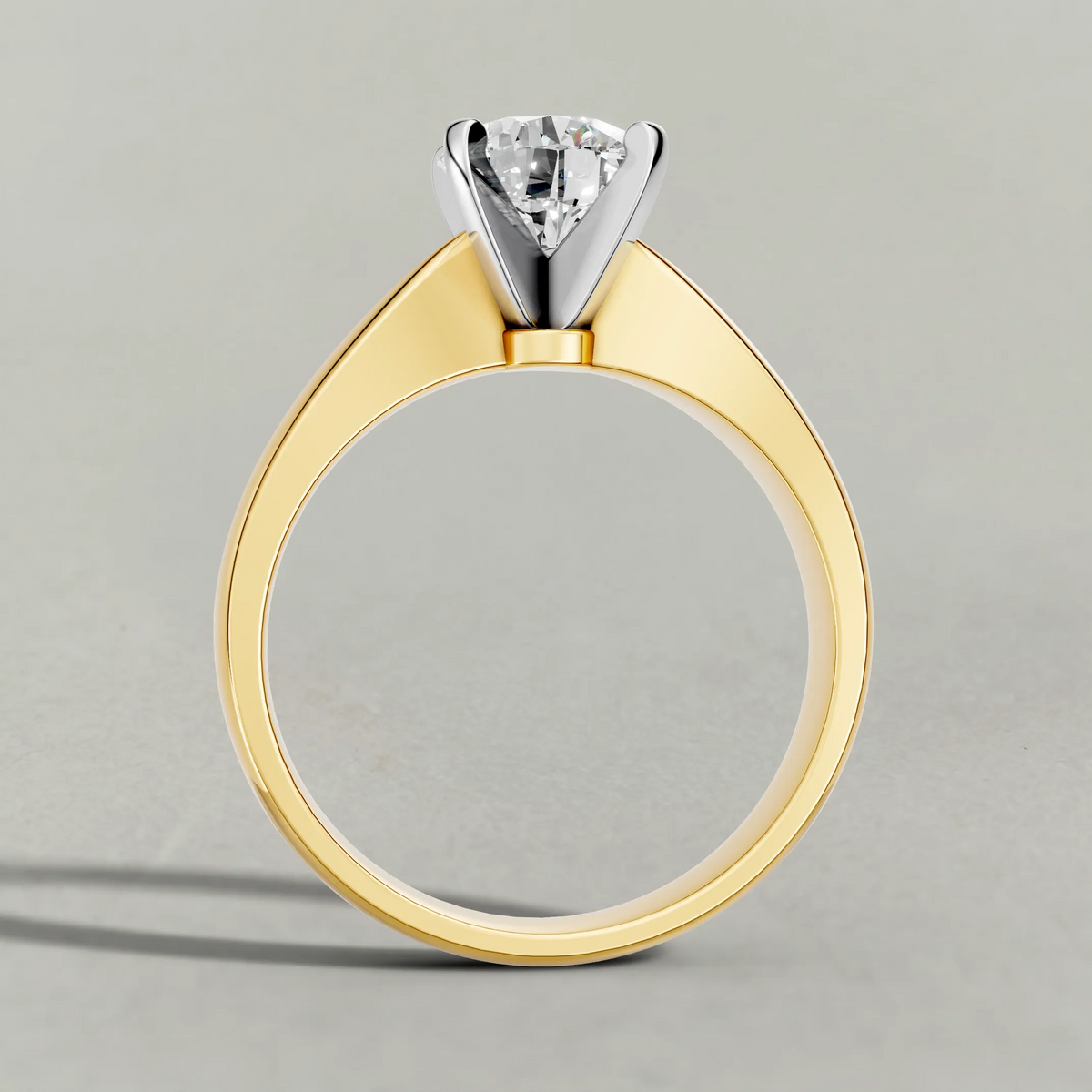 Sculpted Split-Shank Solitaire Engagement Ring (1596) in Yellow Gold from front angle