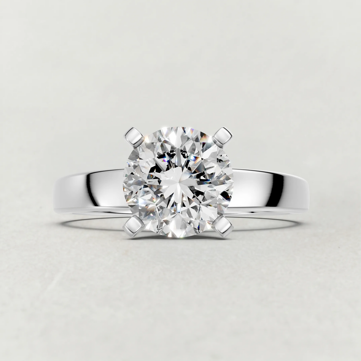 Tapered Solitaire Engagement Ring (2098) in Platinum zoomed in on diamond