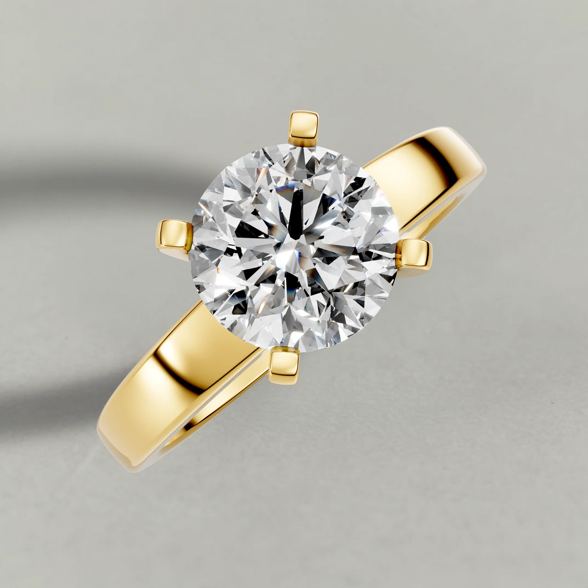 Tapered Solitaire Engagement Ring (2098) in Yellow Gold from top 3/4 angle