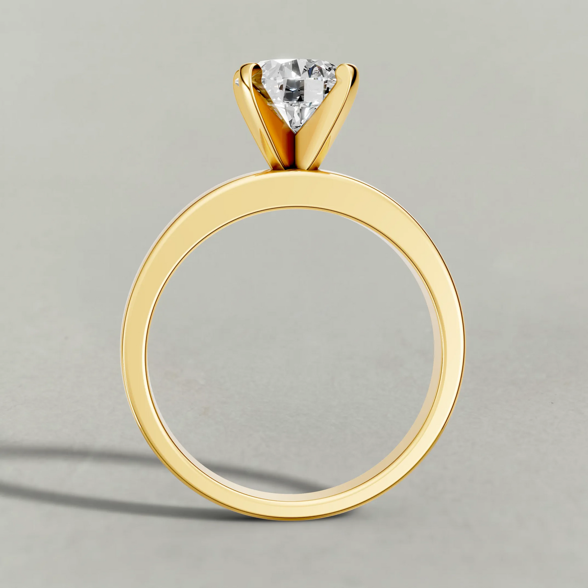 Tapered Solitaire Engagement Ring (2098) in Yellow Gold from front angle