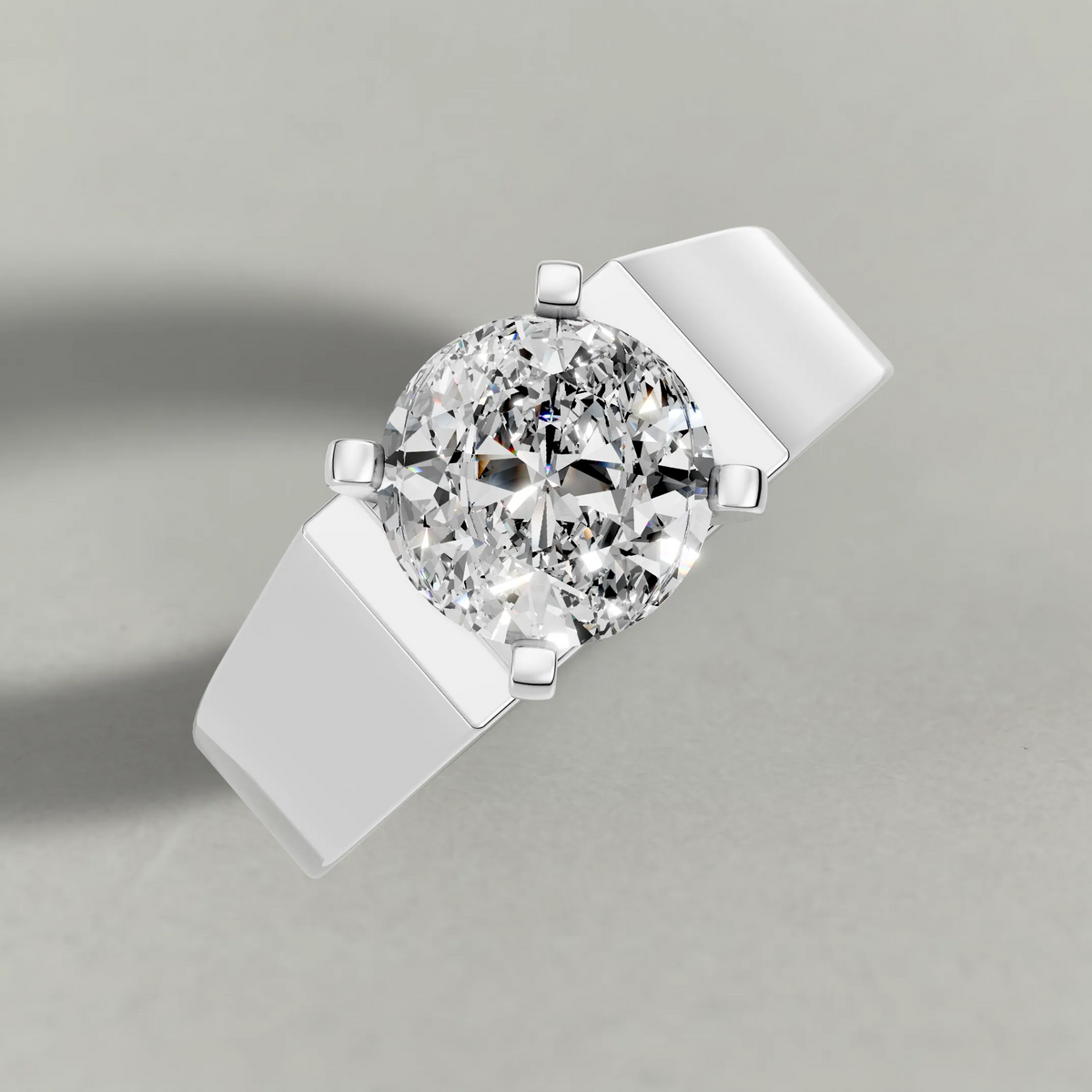 Sculpted Cathedral Solitaire Engagement Ring (2315) in Platinum from top 3/4 angle