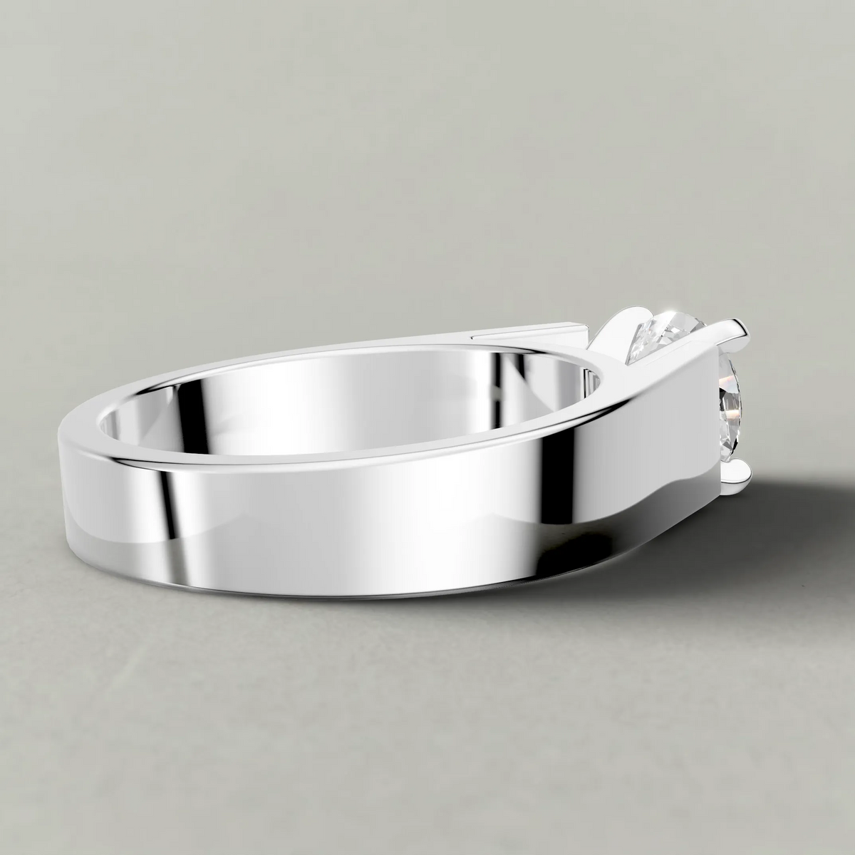 Sculpted Cathedral Solitaire Engagement Ring (2315) in Platinum from back angle