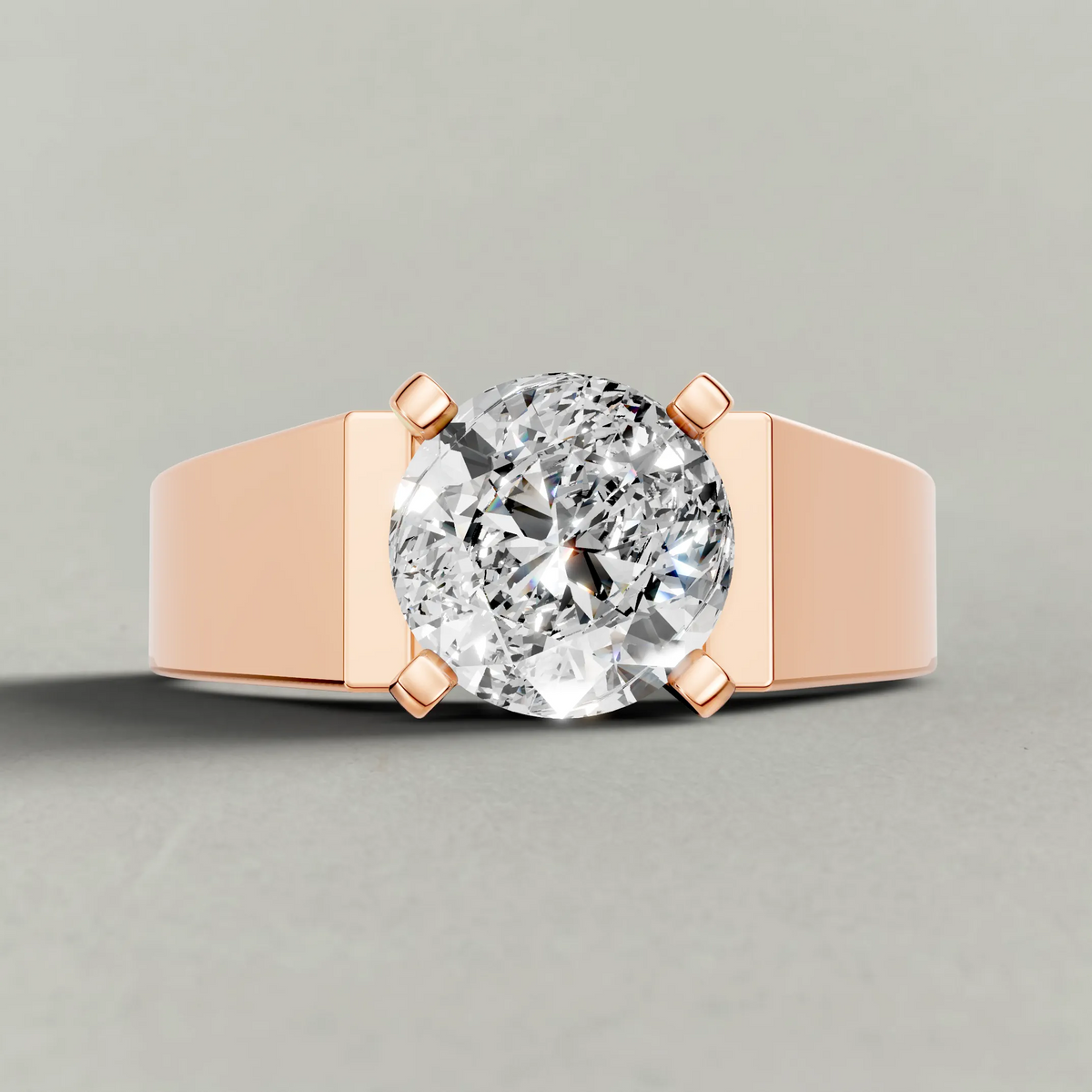 Sculpted Cathedral Solitaire Engagement Ring (2315) in Rose Gold zoomed in on diamond