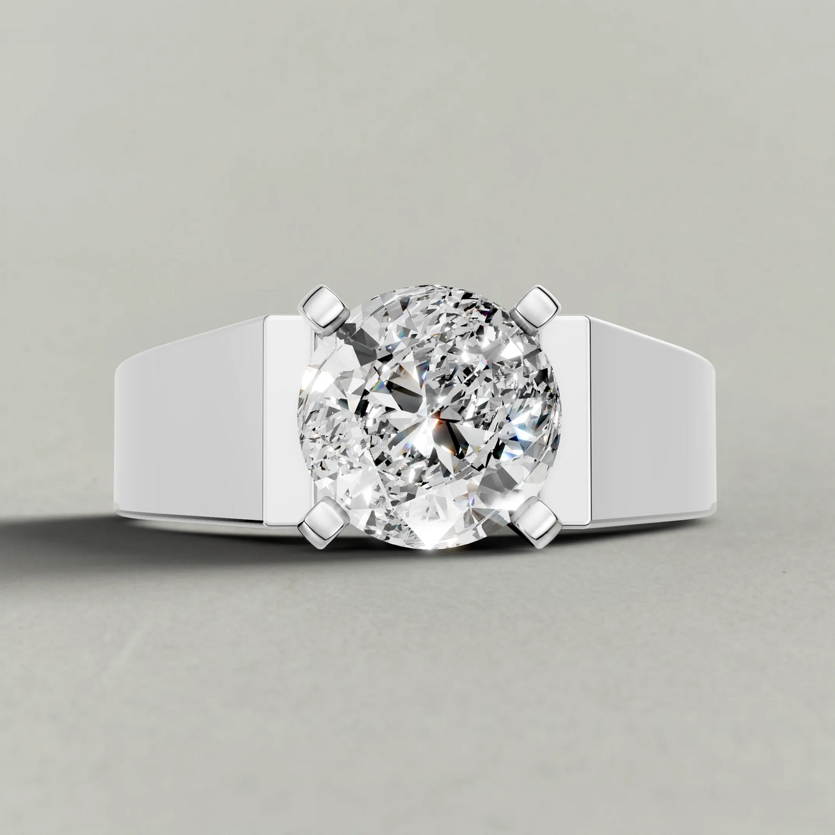 Sculpted Cathedral Solitaire Engagement Ring (2315) in White Gold zoomed in on diamond