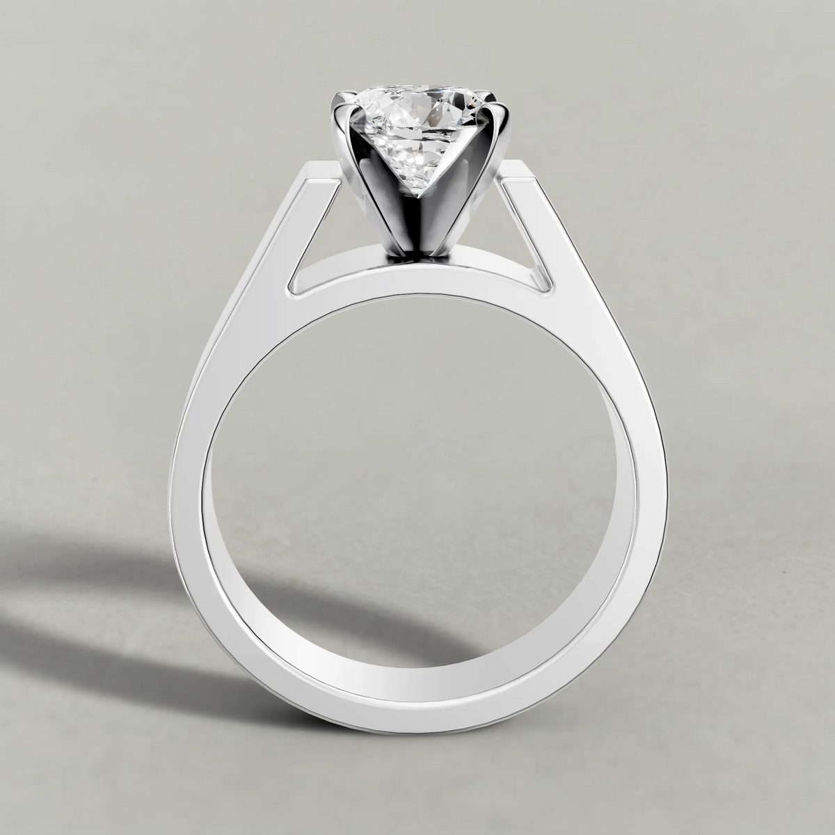 Sculpted Cathedral Solitaire Engagement Ring (2315) in White Gold from front angle
