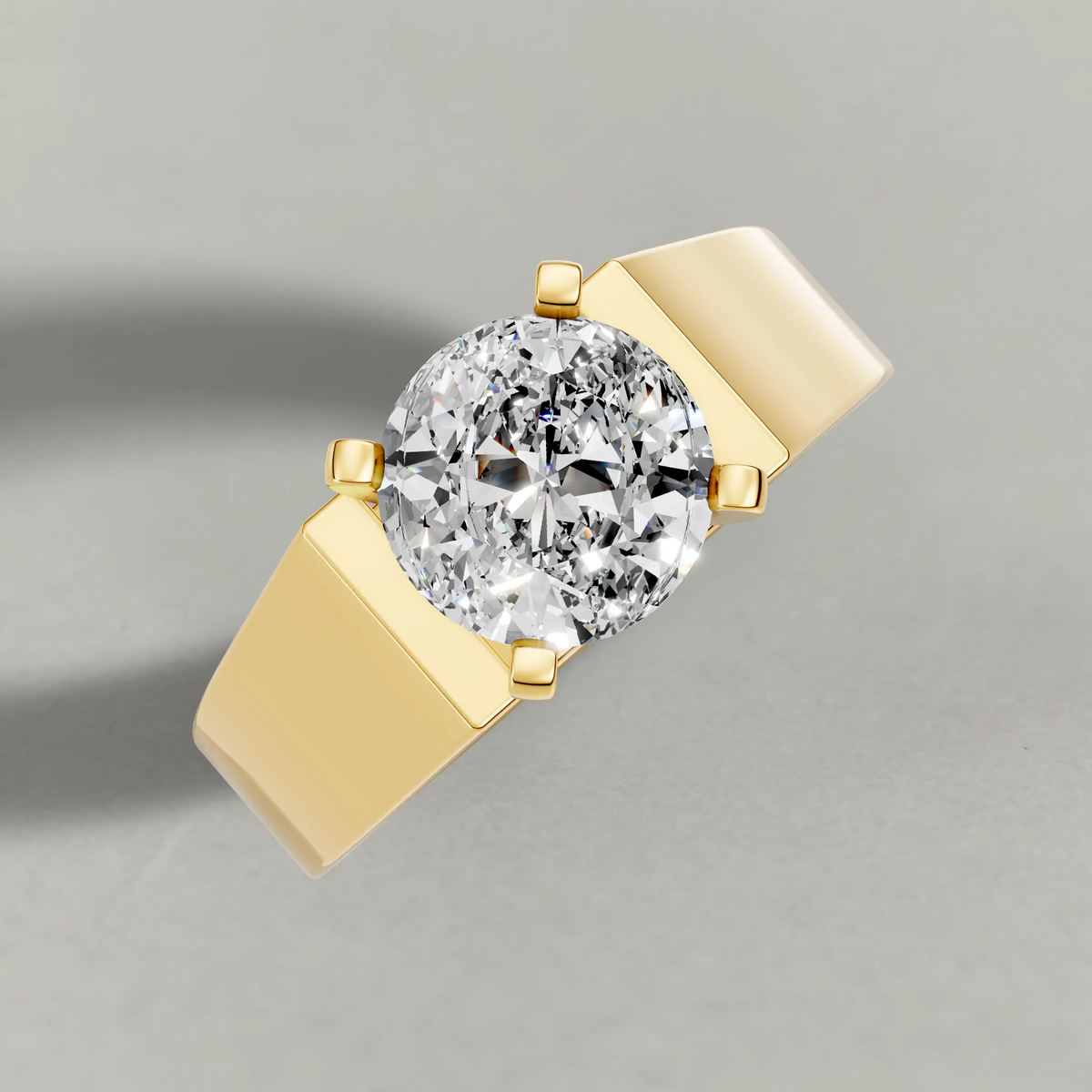 Sculpted Cathedral Solitaire Engagement Ring (2315) in Yellow Gold from top 3/4 angle